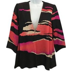 NWT Ming Wang V-Neck Multi Color Knit Blouse S